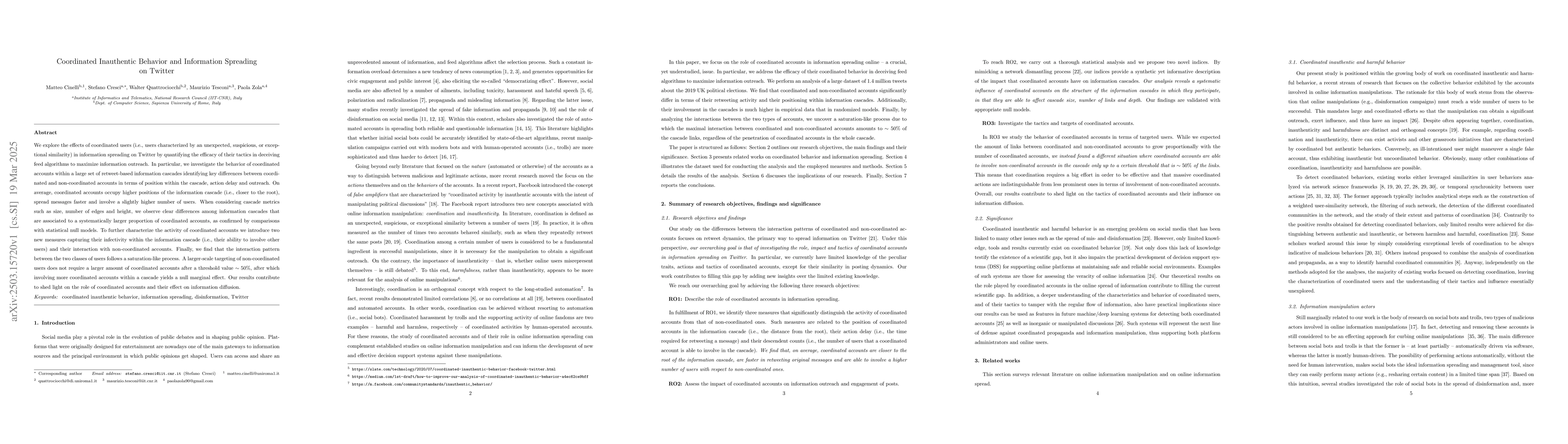 Thumbnail for Coordinated Inauthentic Behavior and Information Spreading on Twitter