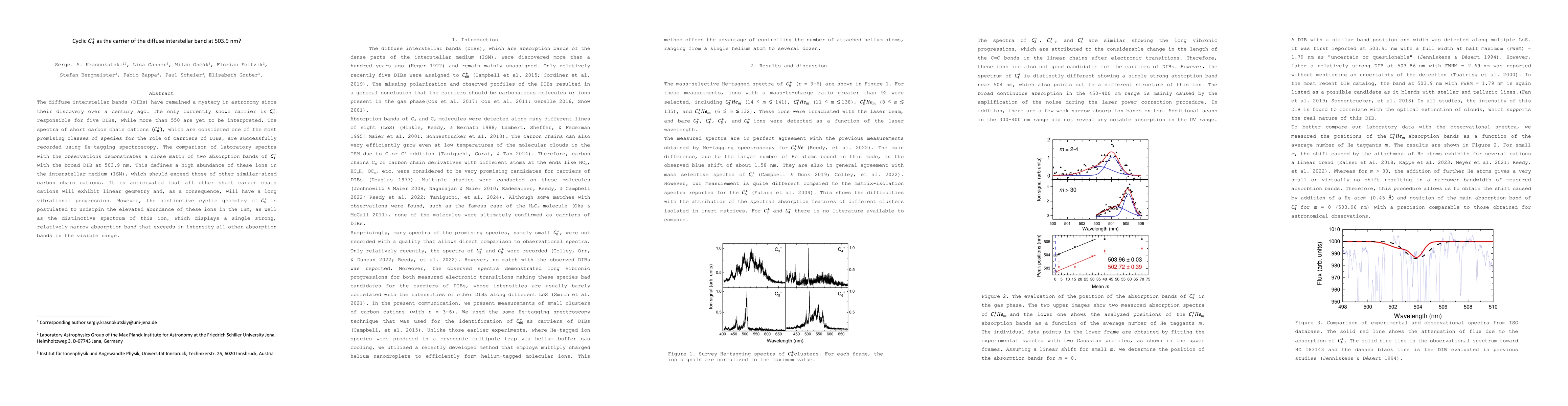 Thumbnail for Cyclic C$_4^+$ as the carrier of the diffuse interstellar band at 503.9
  nm?