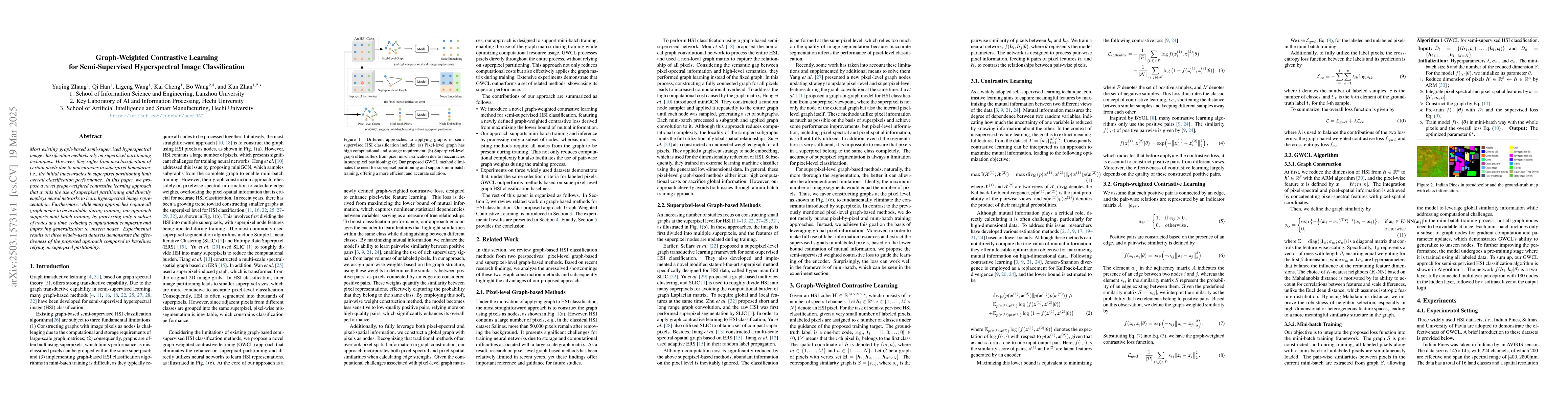 Thumbnail for Graph-Weighted Contrastive Learning for Semi-Supervised Hyperspectral
  Image Classification