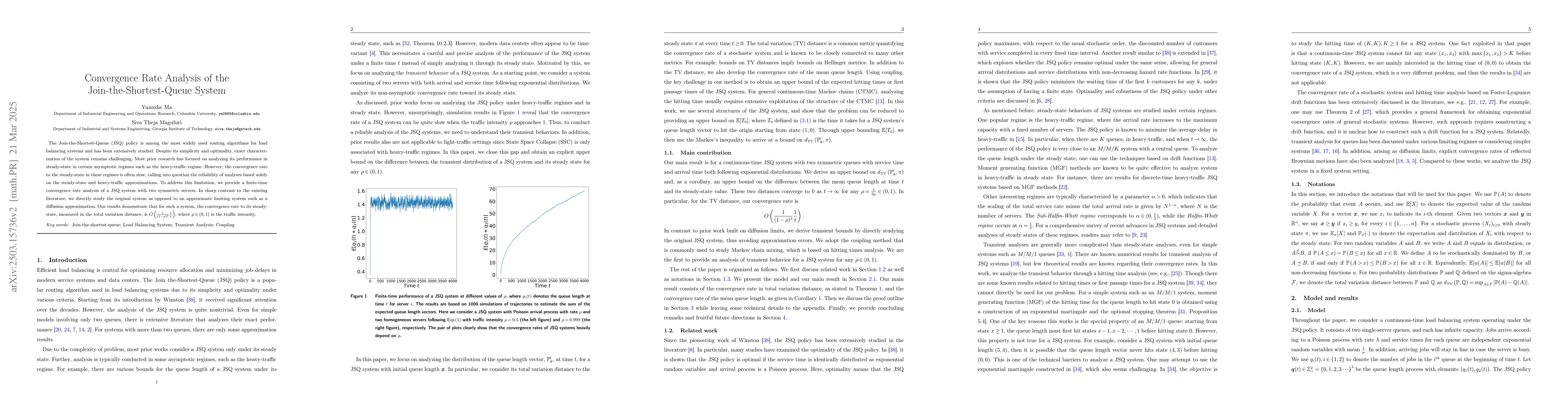 Thumbnail for Convergence Rate Analysis of the Join-the-Shortest-Queue System
