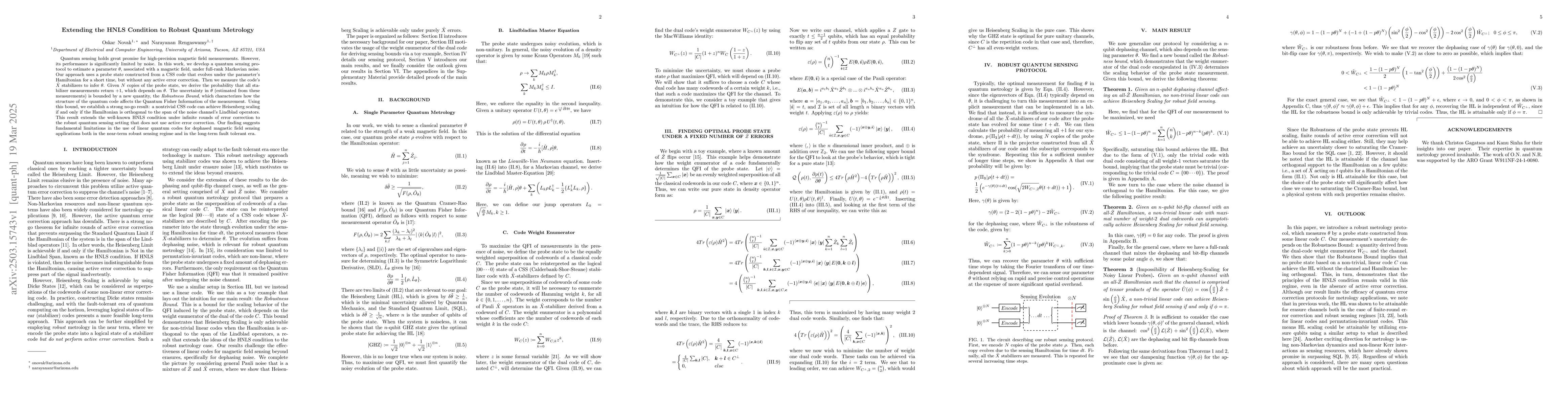Thumbnail for Extending the HNLS Condition to Robust Quantum Metrology