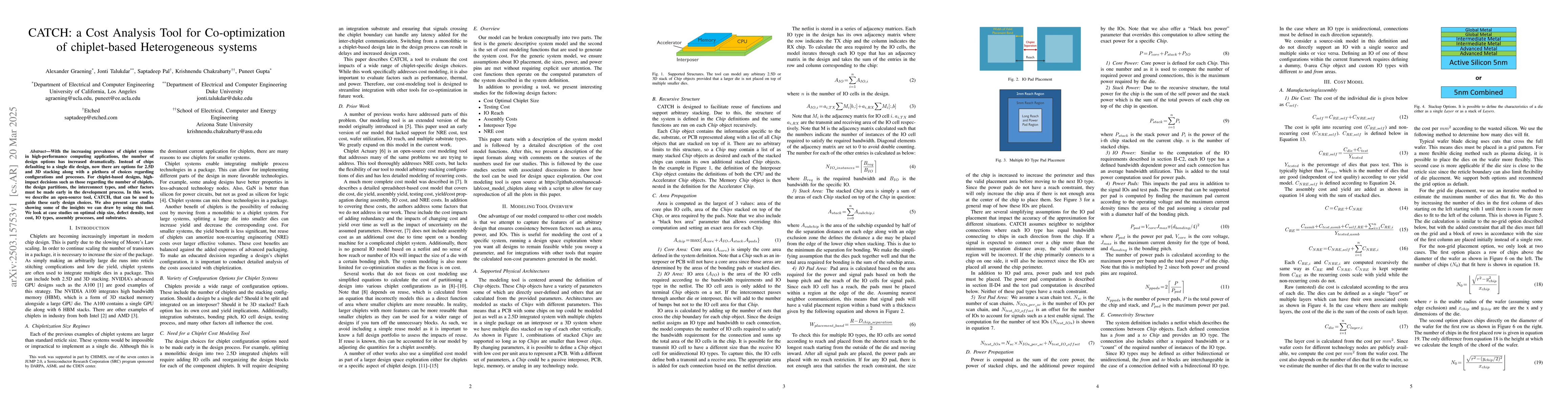 Thumbnail for CATCH: a Cost Analysis Tool for Co-optimization of chiplet-based
  Heterogeneous systems