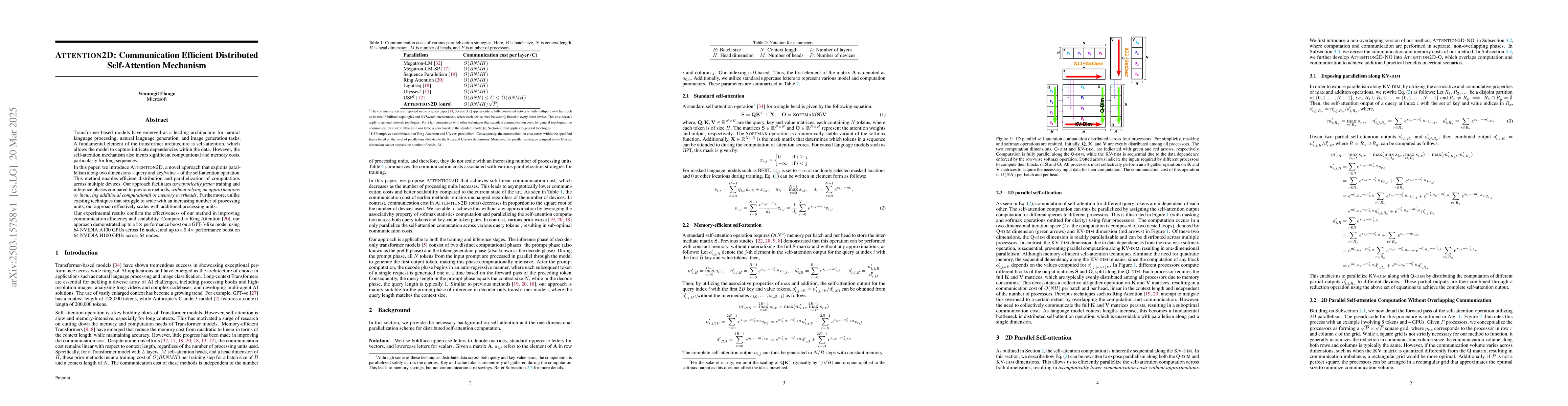 Thumbnail for ATTENTION2D: Communication Efficient Distributed Self-Attention
  Mechanism