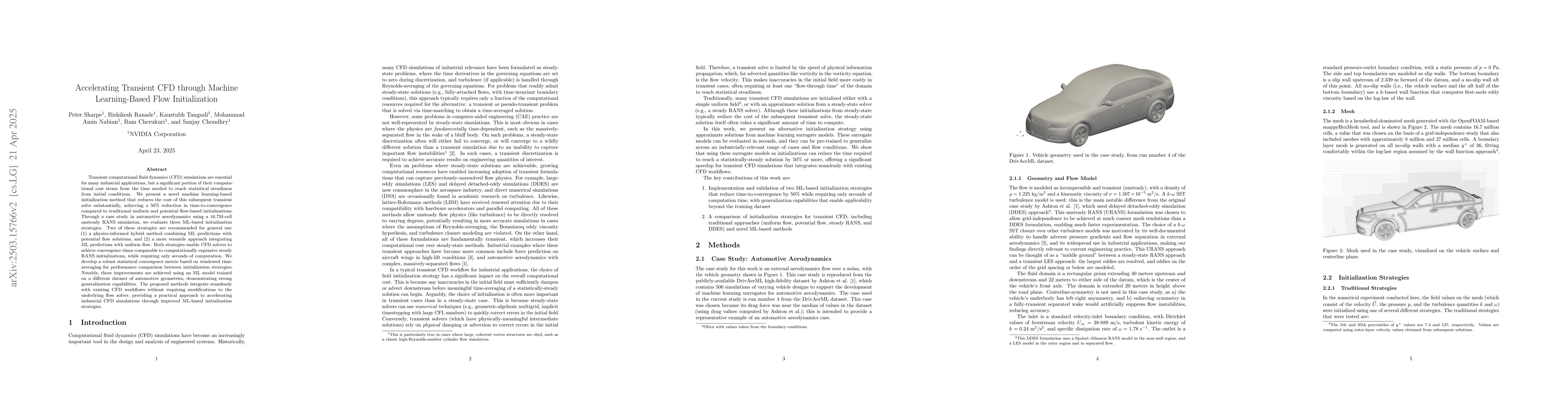 Thumbnail for Accelerating Transient CFD through Machine Learning-Based Flow
  Initialization