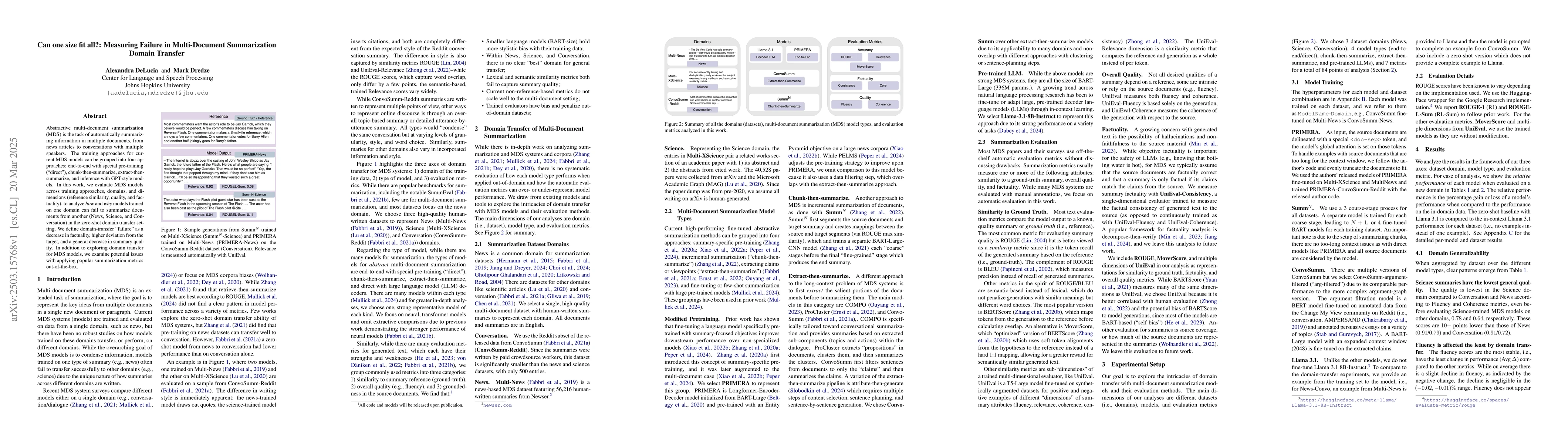Thumbnail for Can one size fit all?: Measuring Failure in Multi-Document Summarization
  Domain Transfer