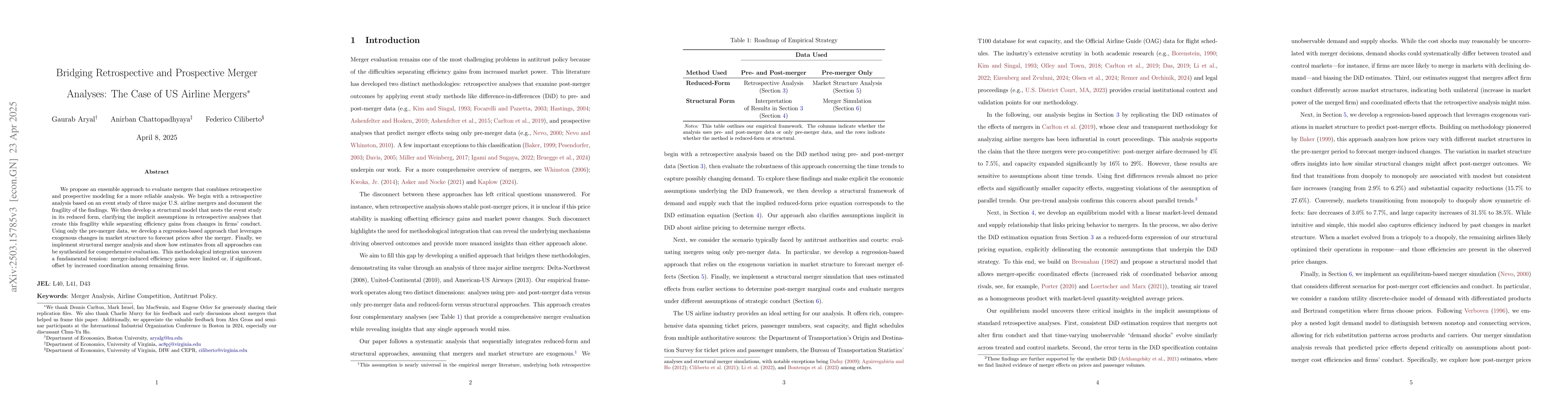 Thumbnail for Bridging Retrospective and Prospective Merger Analyses: The Case of US
  Airline Mergers