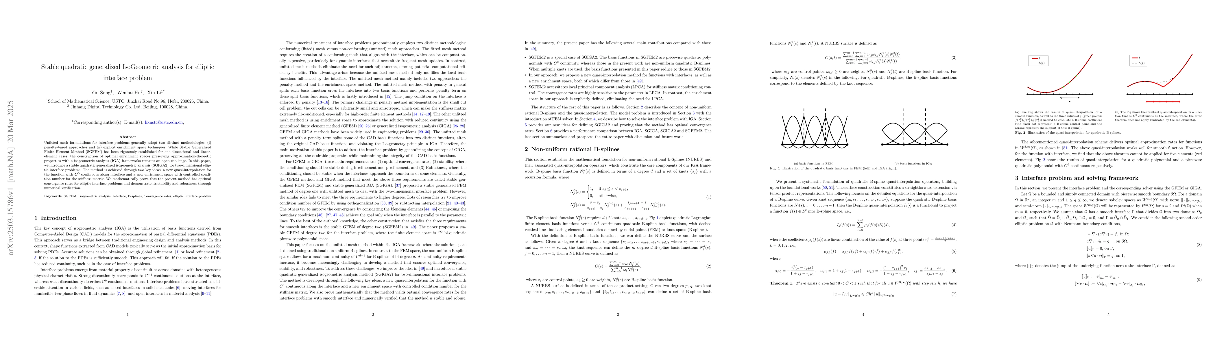 Thumbnail for Stable quadratic generalized IsoGeometric analysis for elliptic
  interface problem
