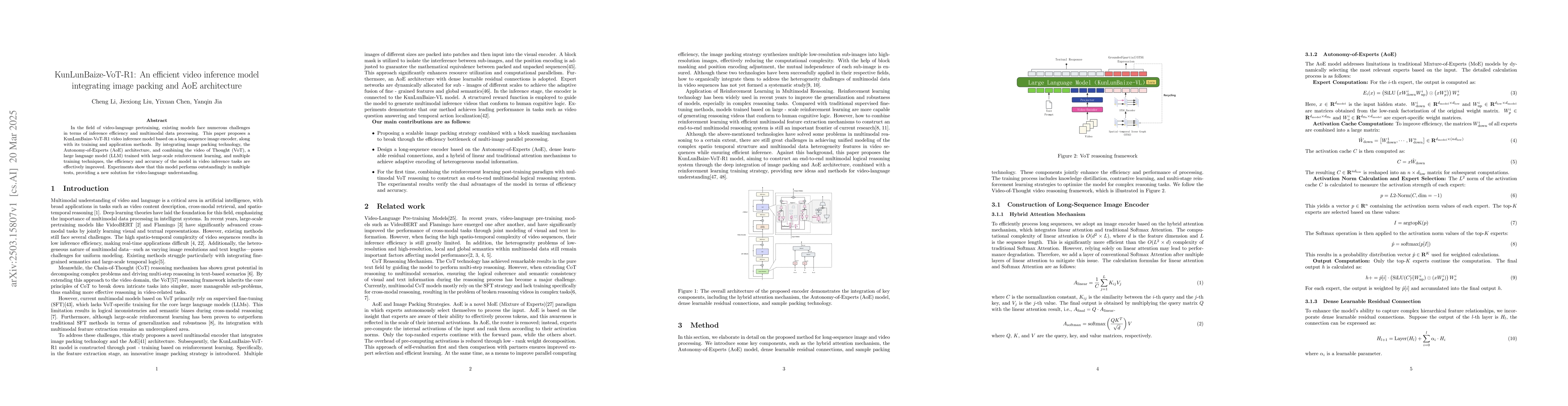Thumbnail for Video-VoT-R1: An efficient video inference model integrating image
  packing and AoE architecture