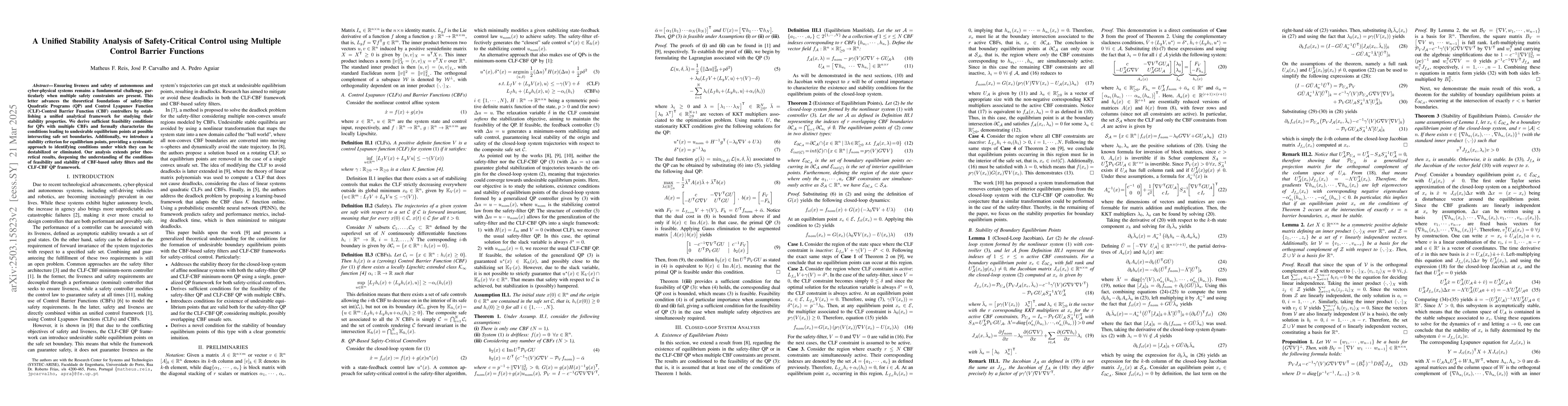 Thumbnail for A Unified Stability Analysis of Safety-Critical Control using Multiple
  Control Barrier Functions