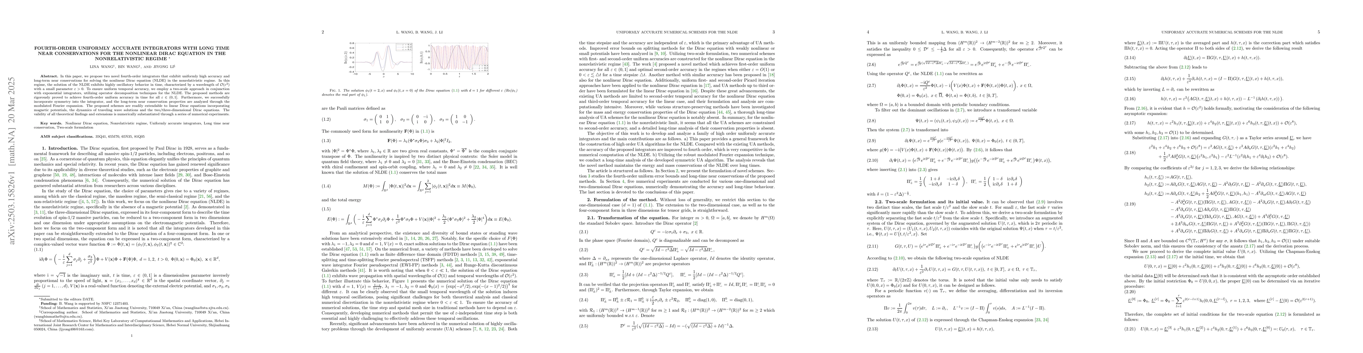 Thumbnail for Fourth-order uniformly accurate integrators with long time near
  conservations for the nonlinear Dirac equation in the nonrelativistic regime