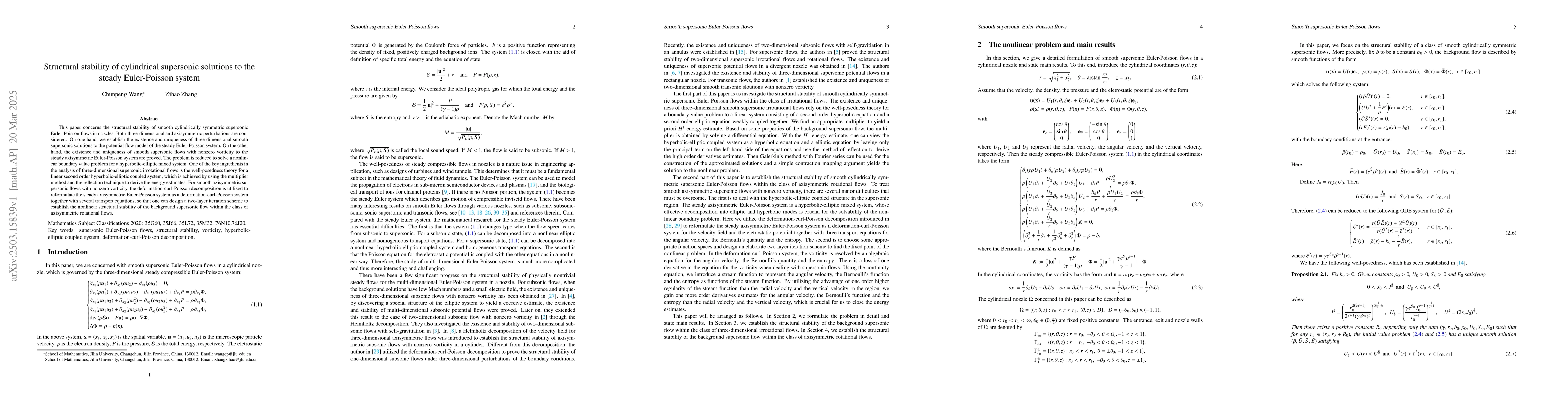 Thumbnail for Structural stability of cylindrical supersonic solutions to the steady
  Euler-Poisson system