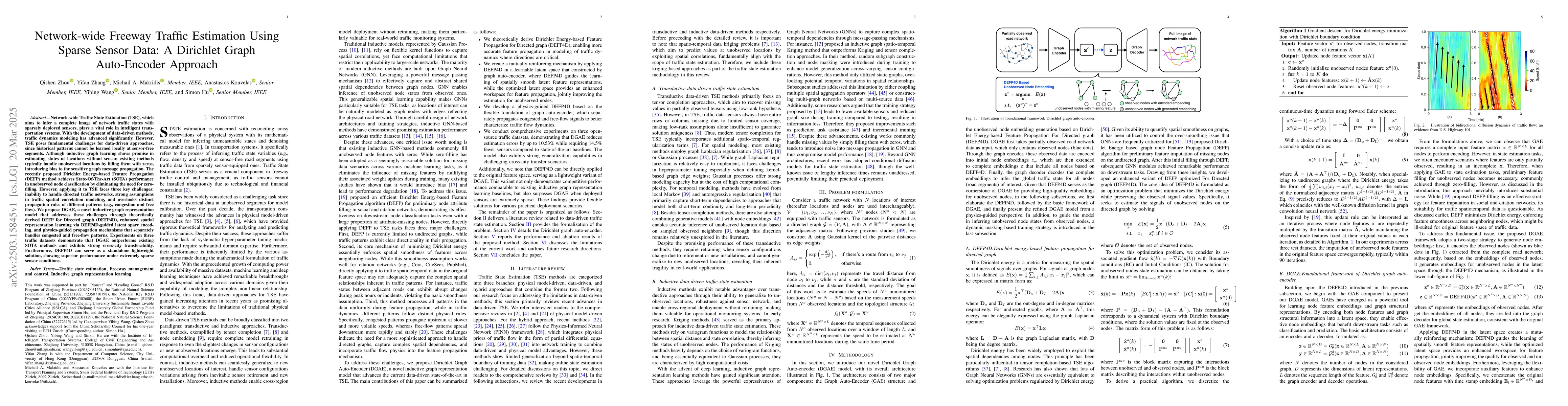 Thumbnail for Network-wide Freeway Traffic Estimation Using Sparse Sensor Data: A
  Dirichlet Graph Auto-Encoder Approach