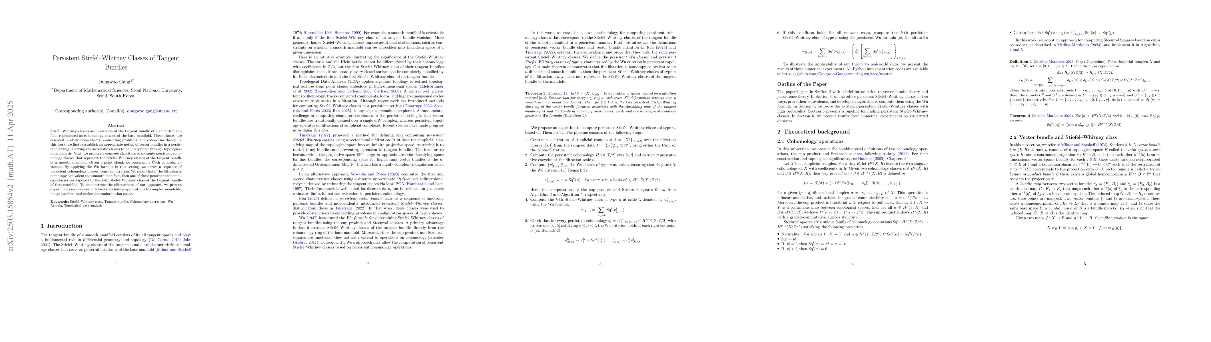 Thumbnail for Persistent Stiefel-Whitney Classes of Tangent Bundles