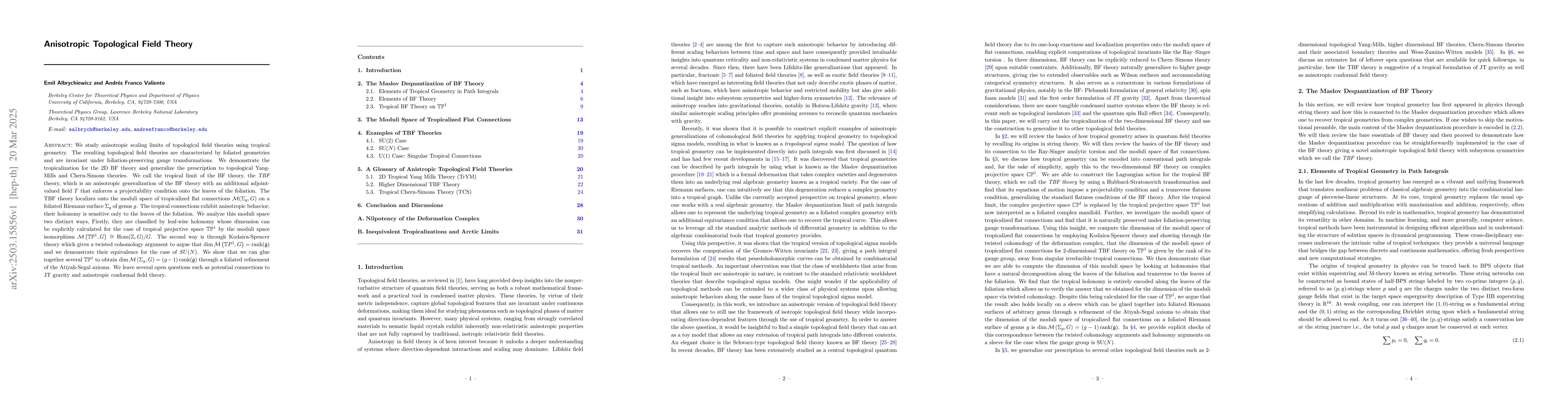Thumbnail for Anisotropic Topological Field Theory