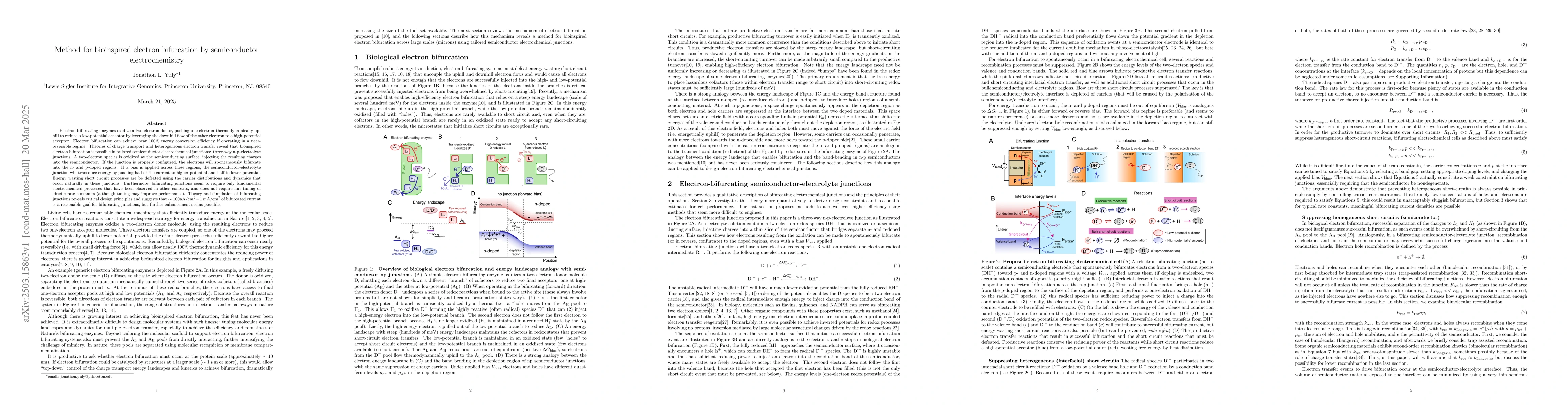 Thumbnail for Method for bioinspired electron bifurcation by semiconductor
  electrochemistry