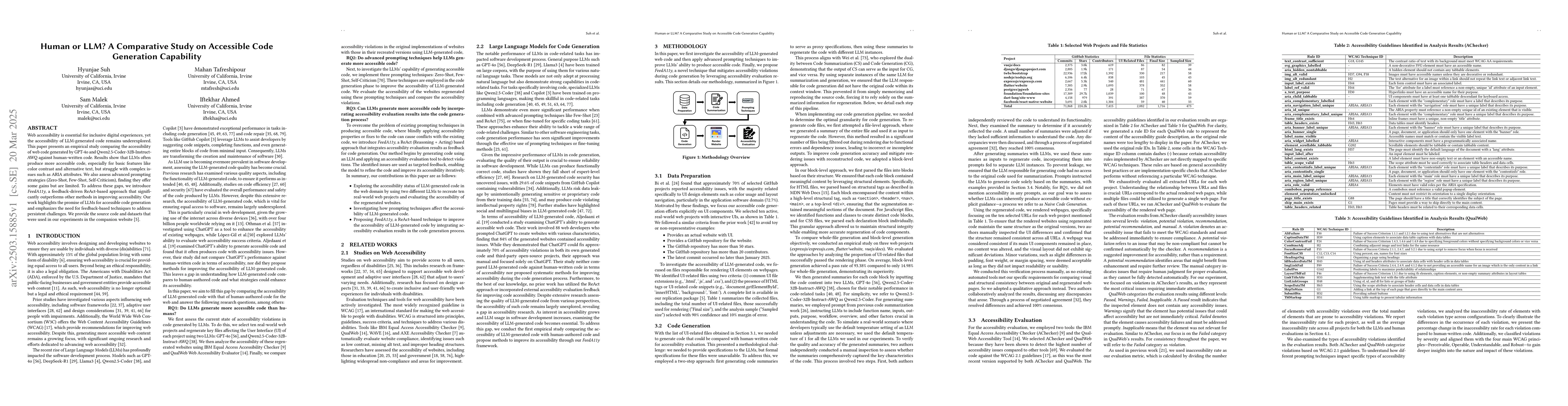 Thumbnail for Human or LLM? A Comparative Study on Accessible Code Generation
  Capability