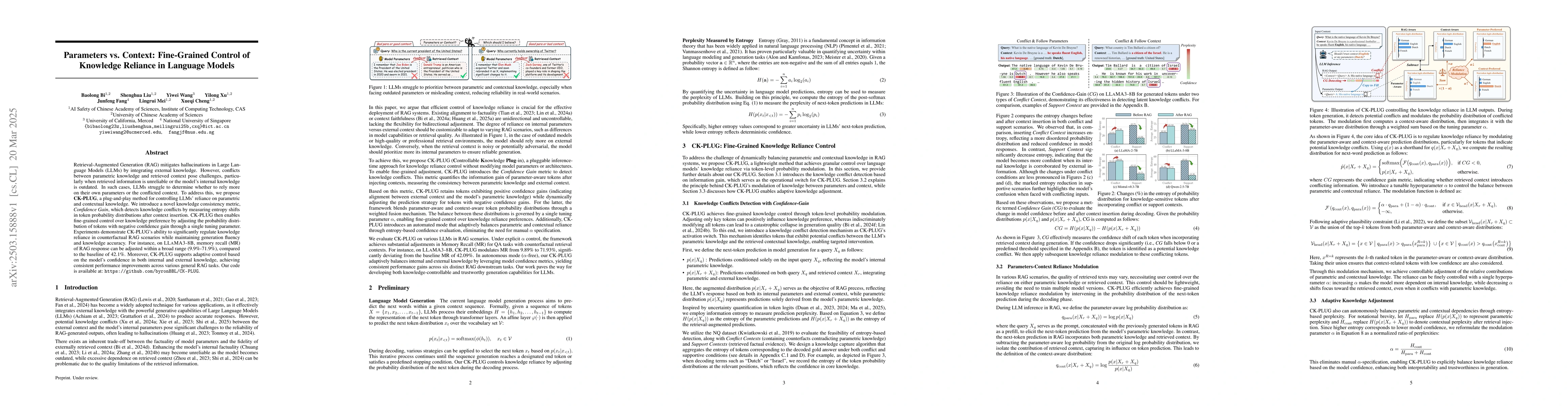 Thumbnail for Parameters vs. Context: Fine-Grained Control of Knowledge Reliance in
  Language Models