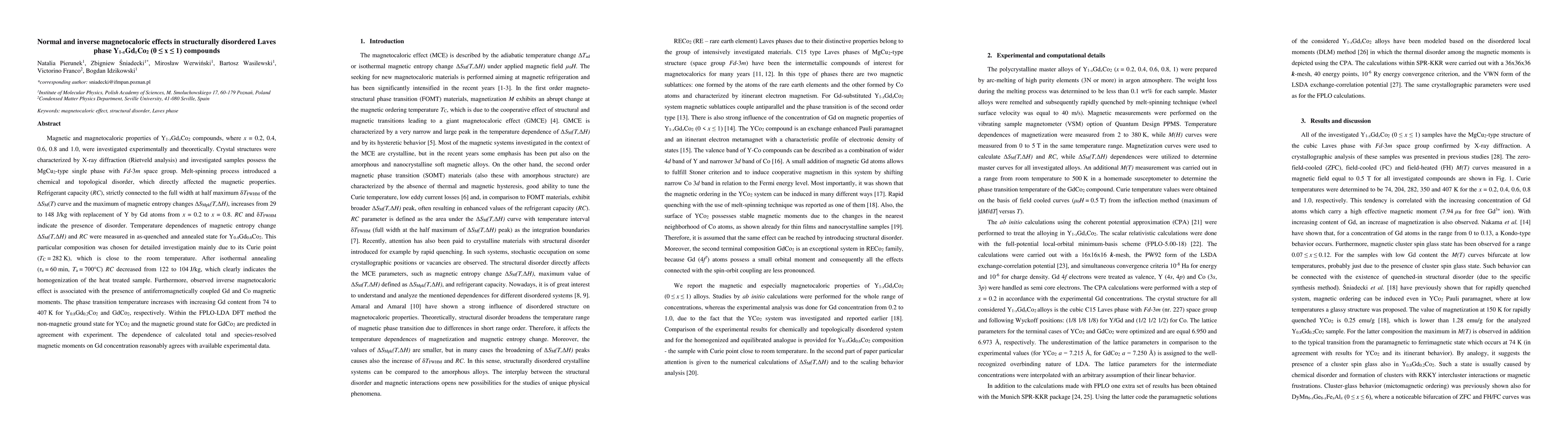Thumbnail for Normal and inverse magnetocaloric effects in structurally disordered
  Laves phase Y$_{1-x}$Gd$_{x}$Co$_{2}$ (0 $\leq$ x $\leq$ 1) compounds