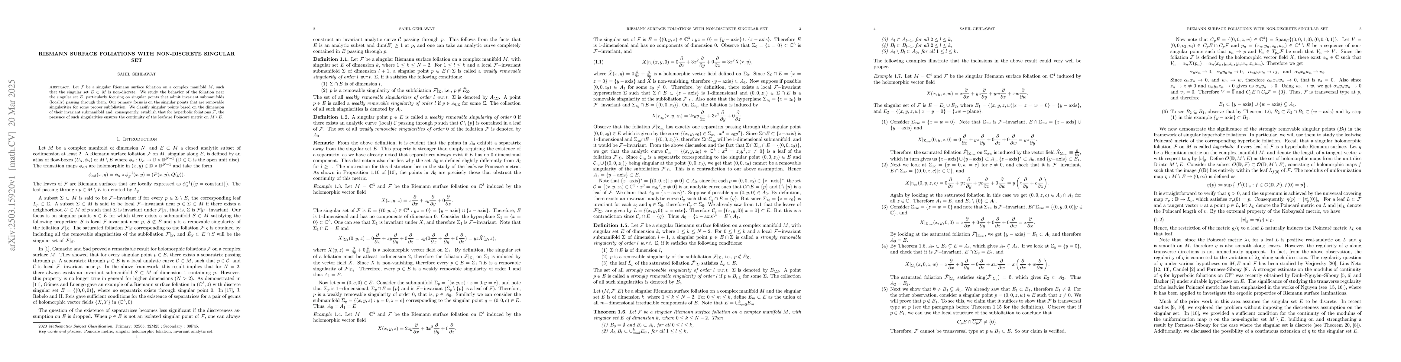 Thumbnail for Riemann surface foliations with non-discrete singular set