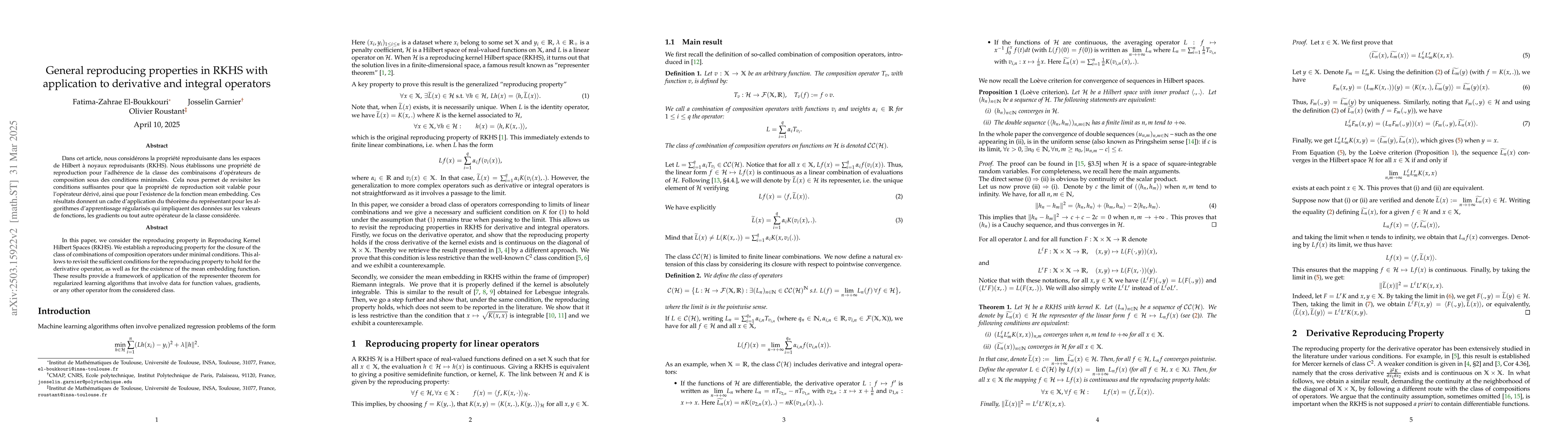 Thumbnail for General reproducing properties in RKHS with application to derivative
  and integral operators