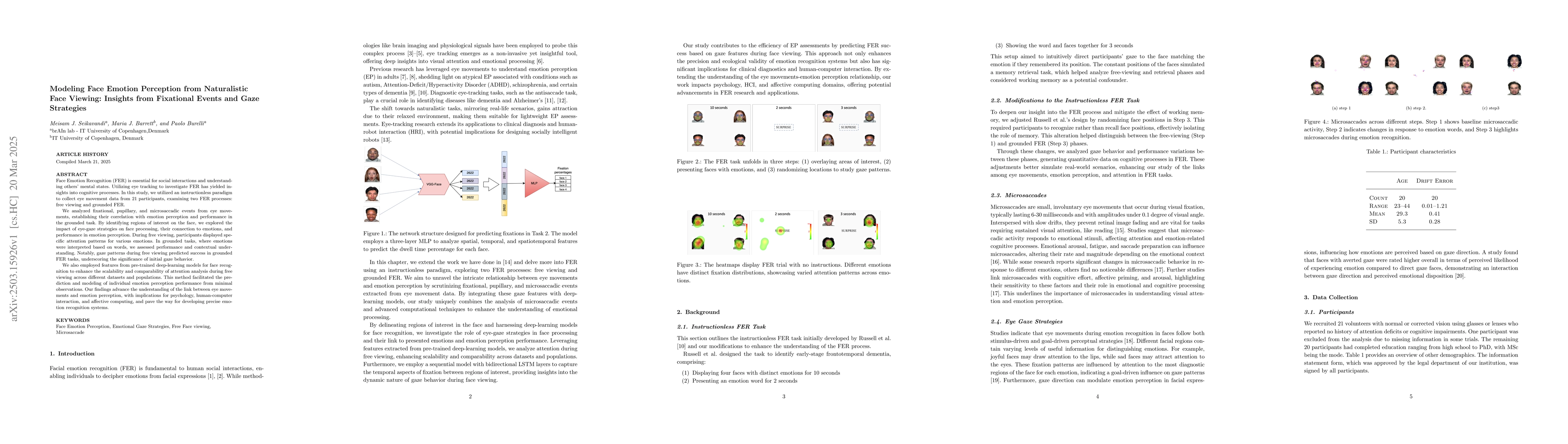 Thumbnail for Modeling Face Emotion Perception from Naturalistic Face Viewing:
  Insights from Fixational Events and Gaze Strategies