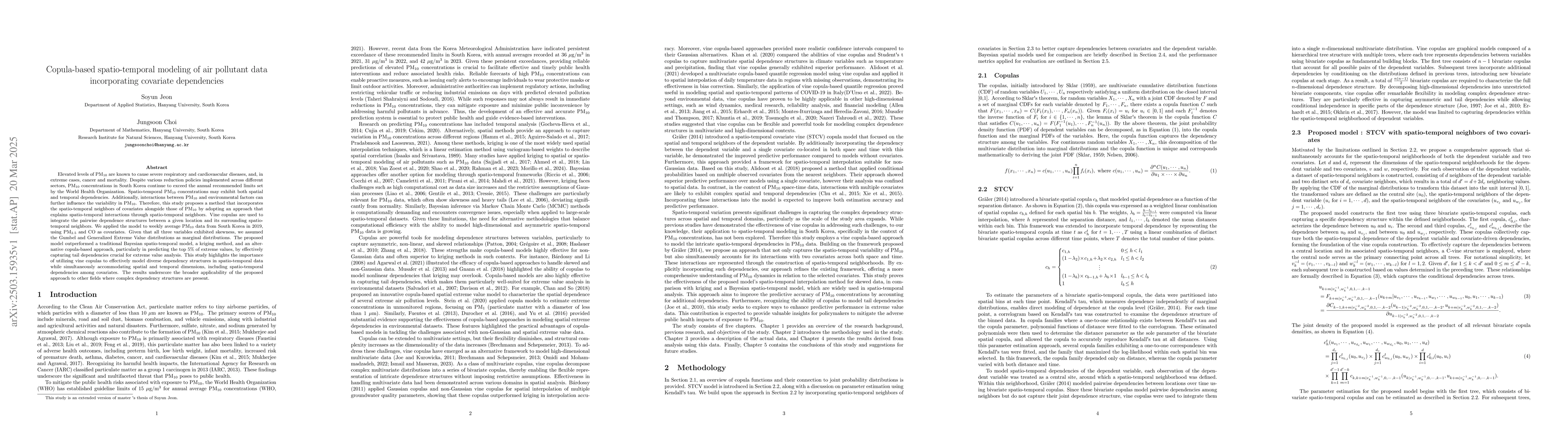 Thumbnail for Copula-based spatio-temporal modeling of air pollutant data
  incorporating covariate dependencies