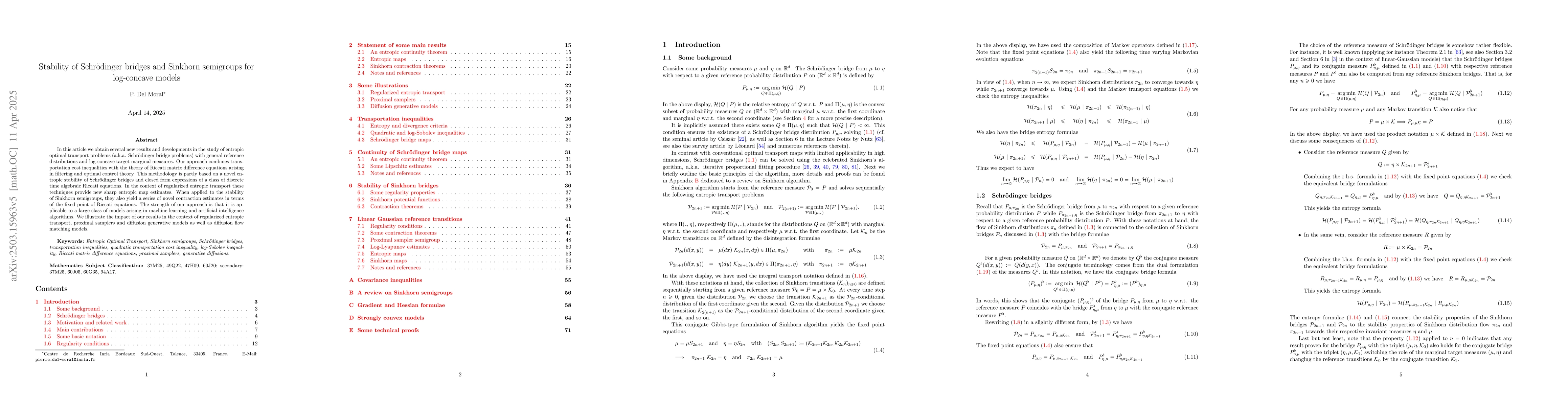 Thumbnail for Stability of Schrödinger bridges and Sinkhorn semigroups for
  log-concave models