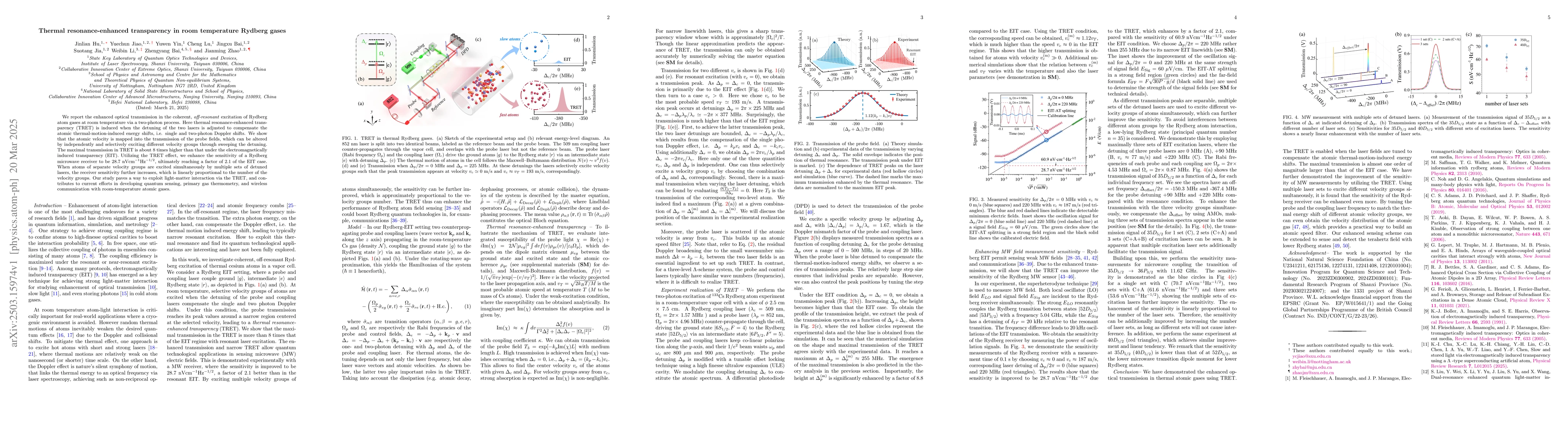 Thumbnail for Thermal resonance-enhanced transparency in room temperature Rydberg
  gases