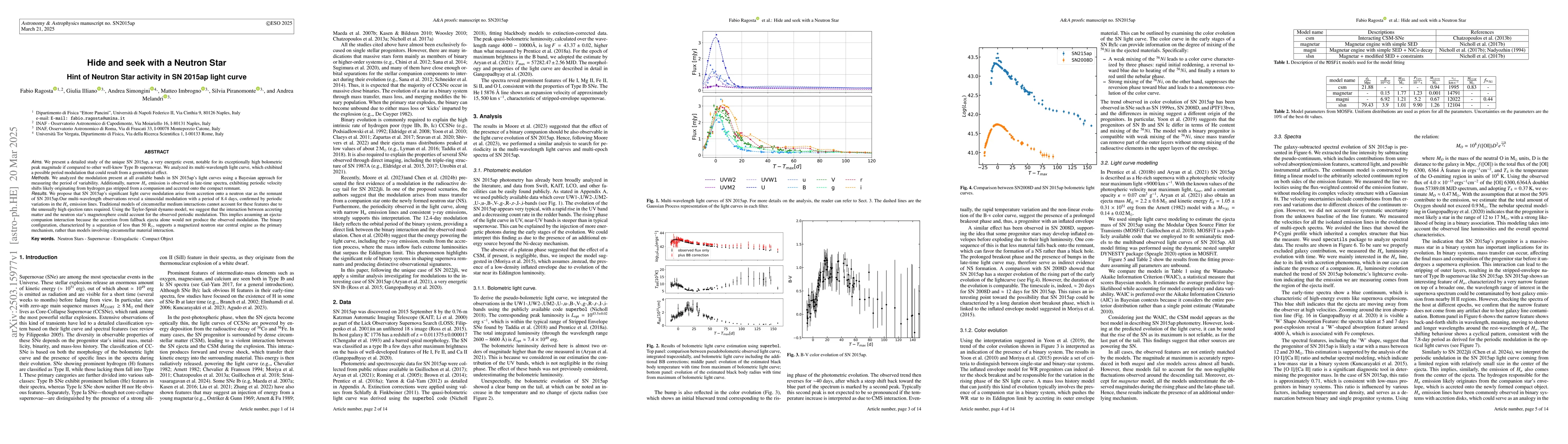 Thumbnail for Hide and seek with a Neutron Star. Hint of Neutron Star activity in SN
  2015ap light curve