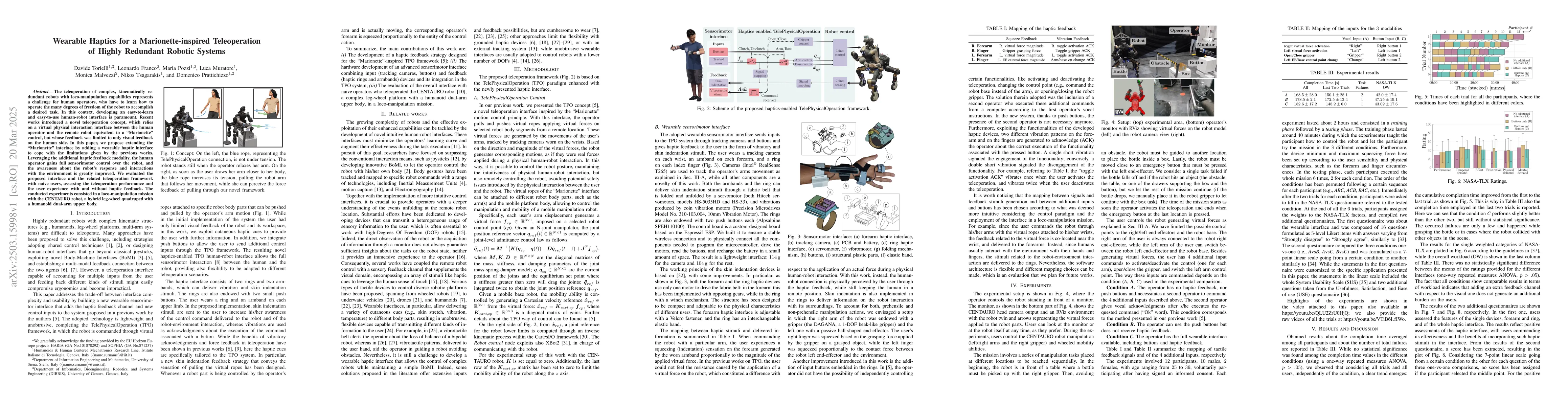 Thumbnail for Wearable Haptics for a Marionette-inspired Teleoperation of Highly
  Redundant Robotic Systems