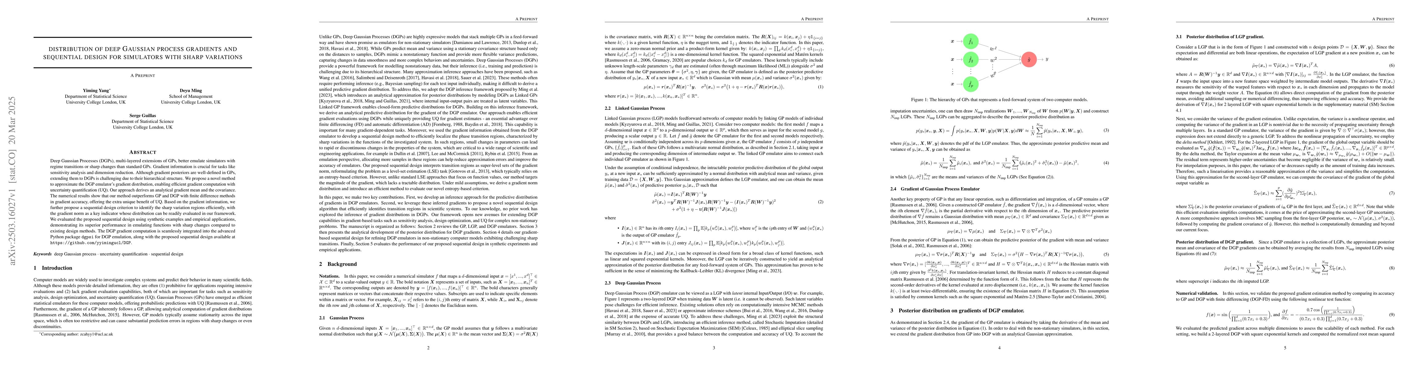 Thumbnail for Distribution of Deep Gaussian process Gradients and Sequential Design
  for Simulators with Sharp Variations