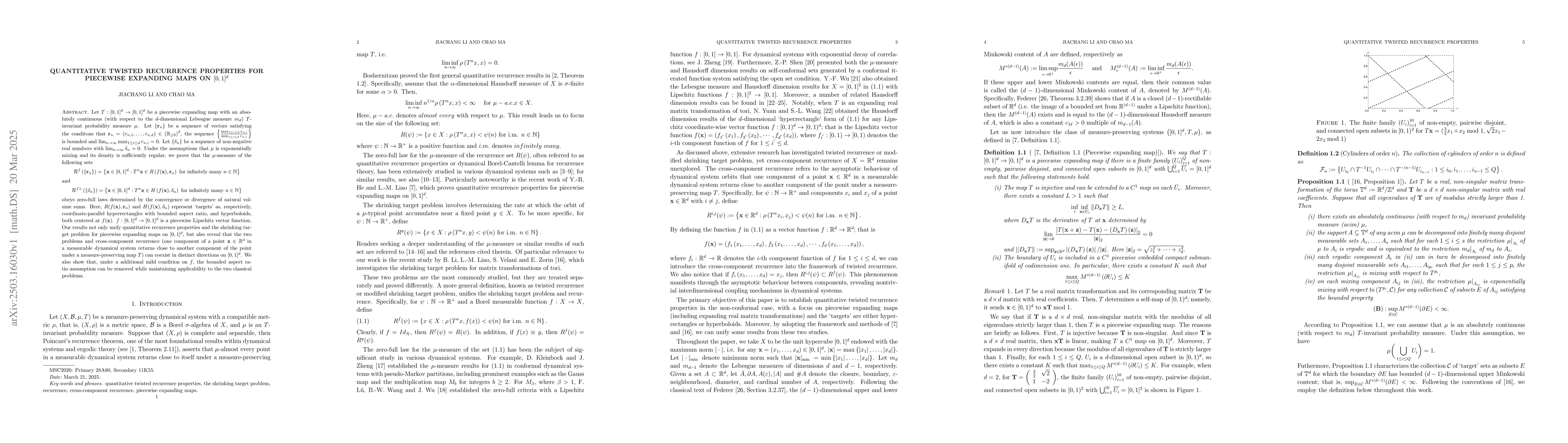Thumbnail for Quantitative twisted recurrence properties for piecewise expanding maps
  on $[0,1]^d$