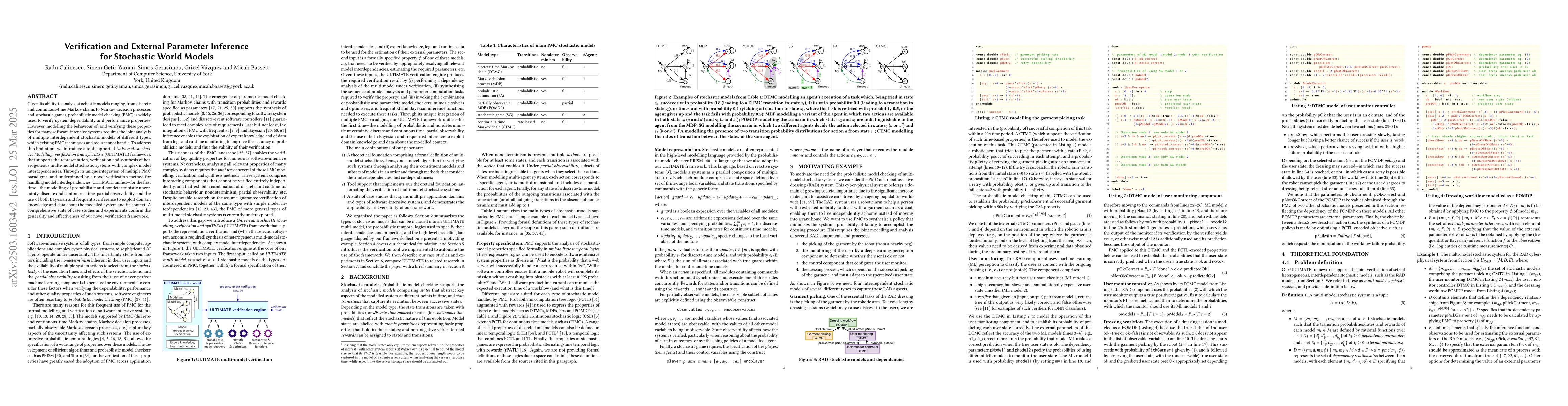 Thumbnail for Verification and External Parameter Inference for Stochastic World
  Models