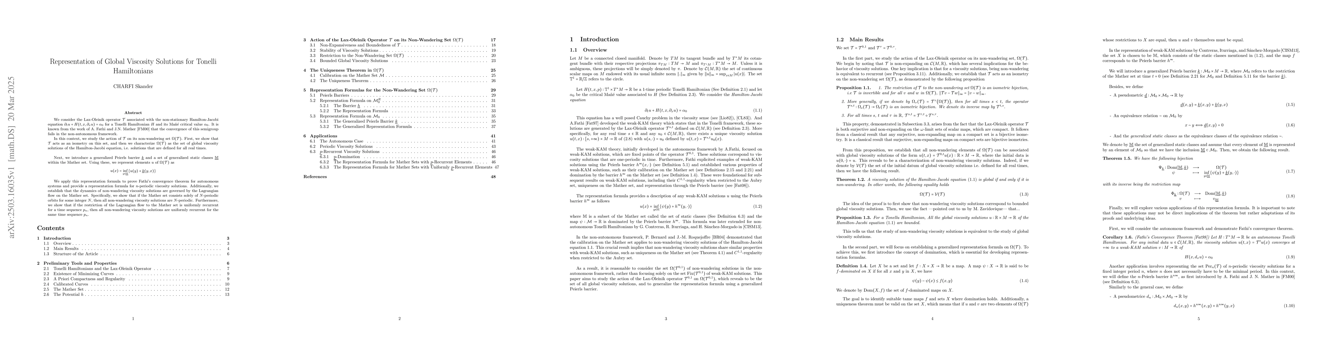 Thumbnail for Representation of Global Viscosity Solutions for Tonelli Hamiltonians