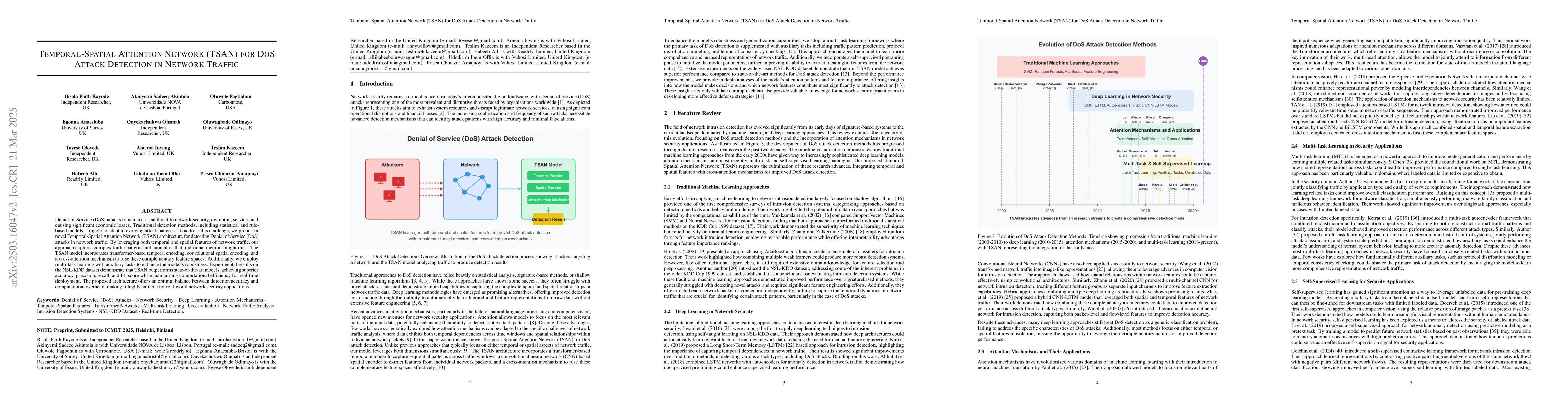 Thumbnail for Temporal-Spatial Attention Network (TSAN) for DoS Attack Detection in
  Network Traffic