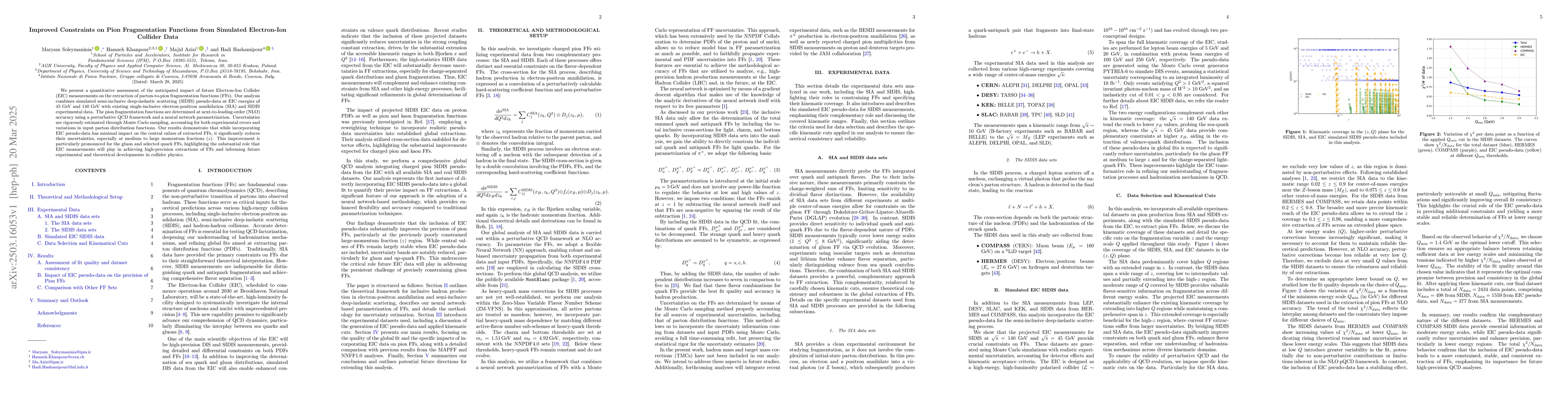 Thumbnail for Improved Constraints on Pion Fragmentation Functions from Simulated
  Electron-Ion Collider Data