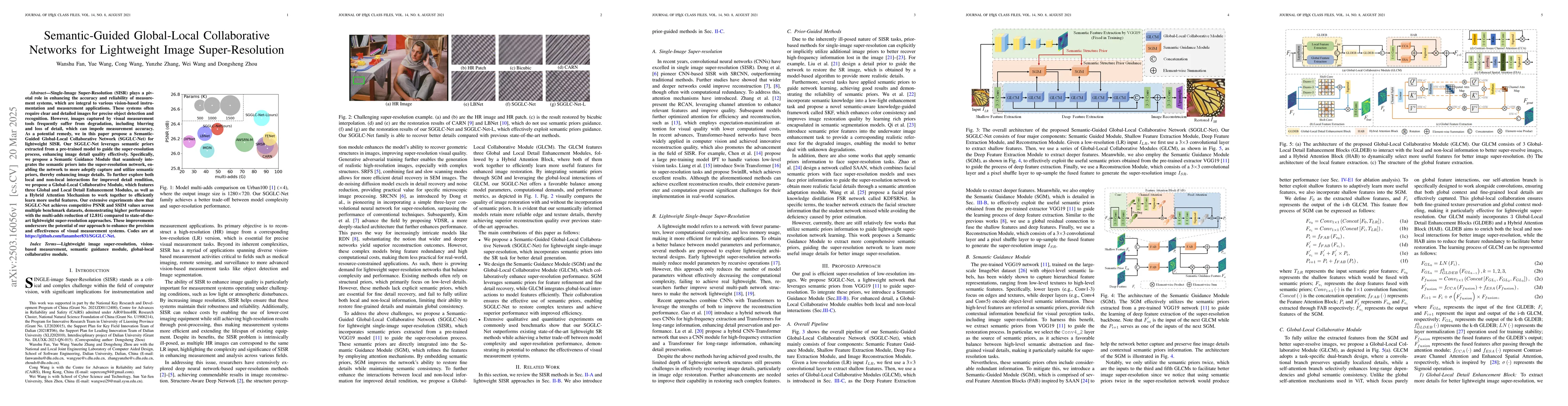 Thumbnail for Semantic-Guided Global-Local Collaborative Networks for Lightweight
  Image Super-Resolution