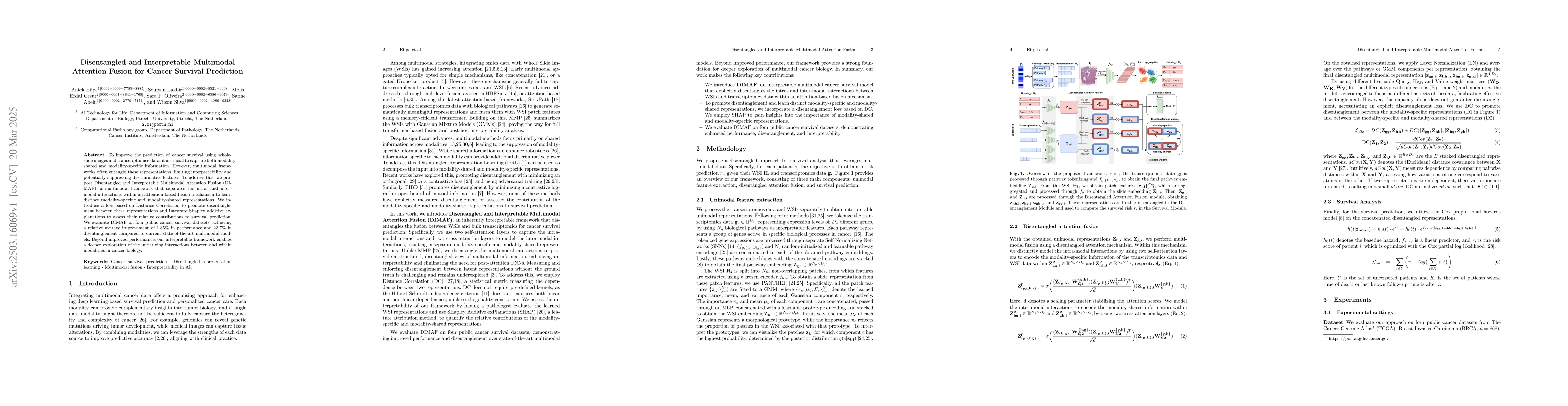 Thumbnail for Disentangled and Interpretable Multimodal Attention Fusion for Cancer
  Survival Prediction