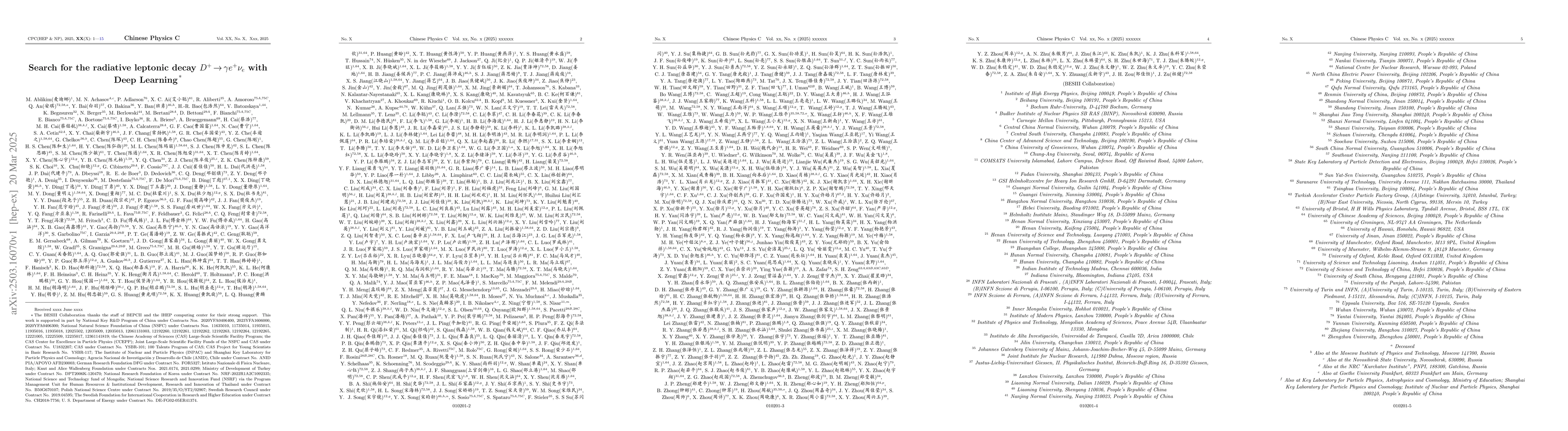 Thumbnail for Search for the radiative leptonic decay $D^+\toγe^+ν_e$ with
  Deep Learning
