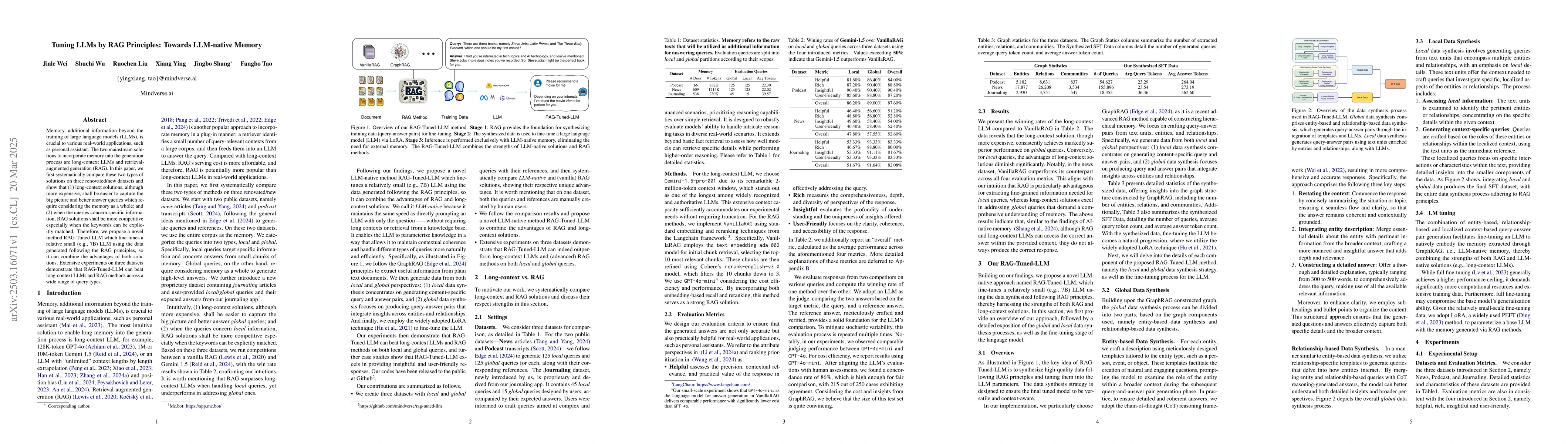 Thumbnail for Tuning LLMs by RAG Principles: Towards LLM-native Memory