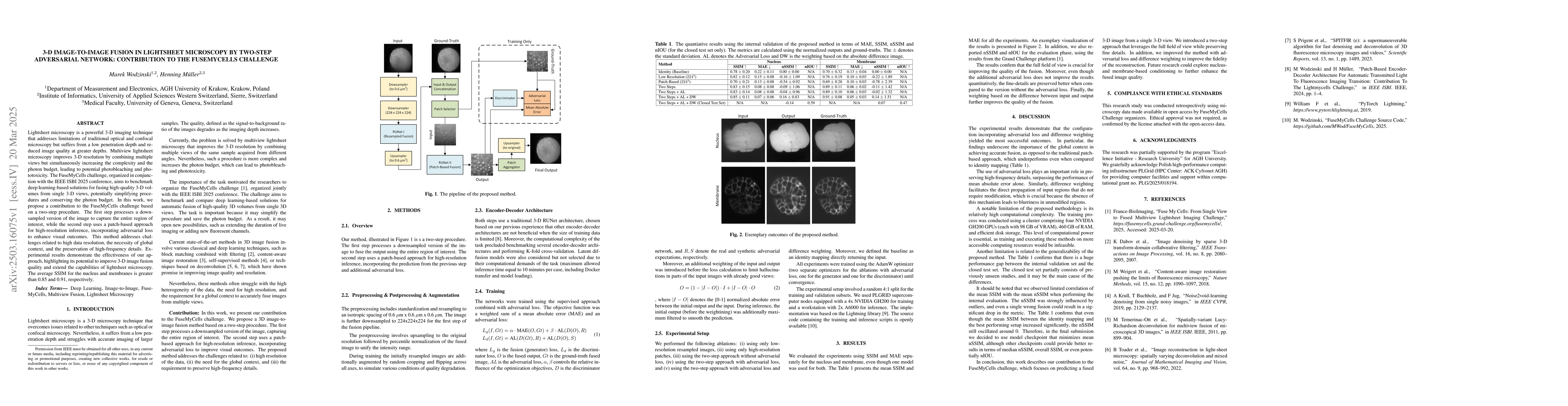 Thumbnail for 3-D Image-to-Image Fusion in Lightsheet Microscopy by Two-Step
  Adversarial Network: Contribution to the FuseMyCells Challenge
