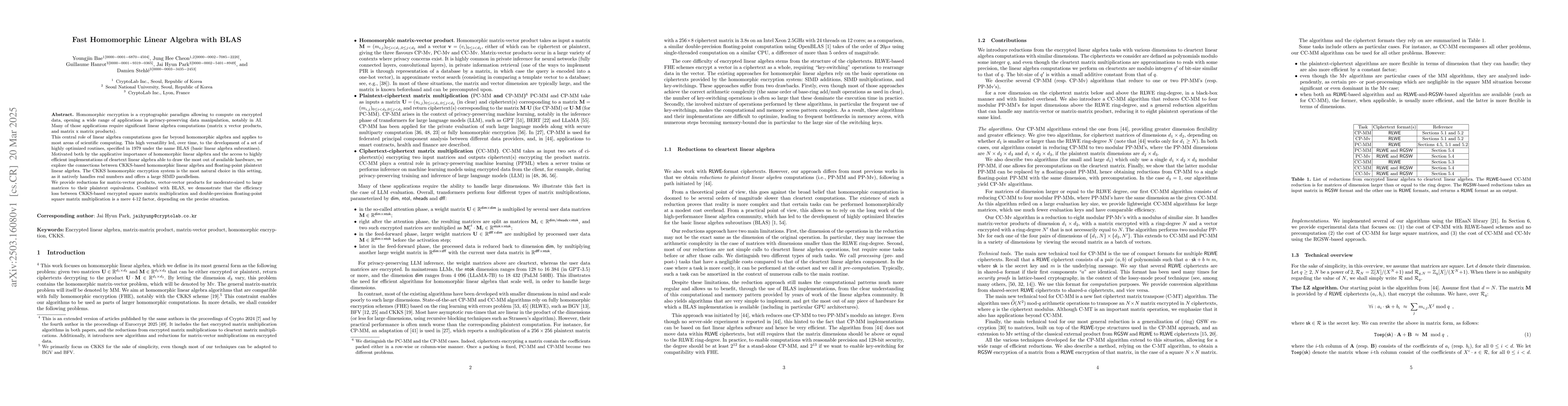 Thumbnail for Fast Homomorphic Linear Algebra with BLAS