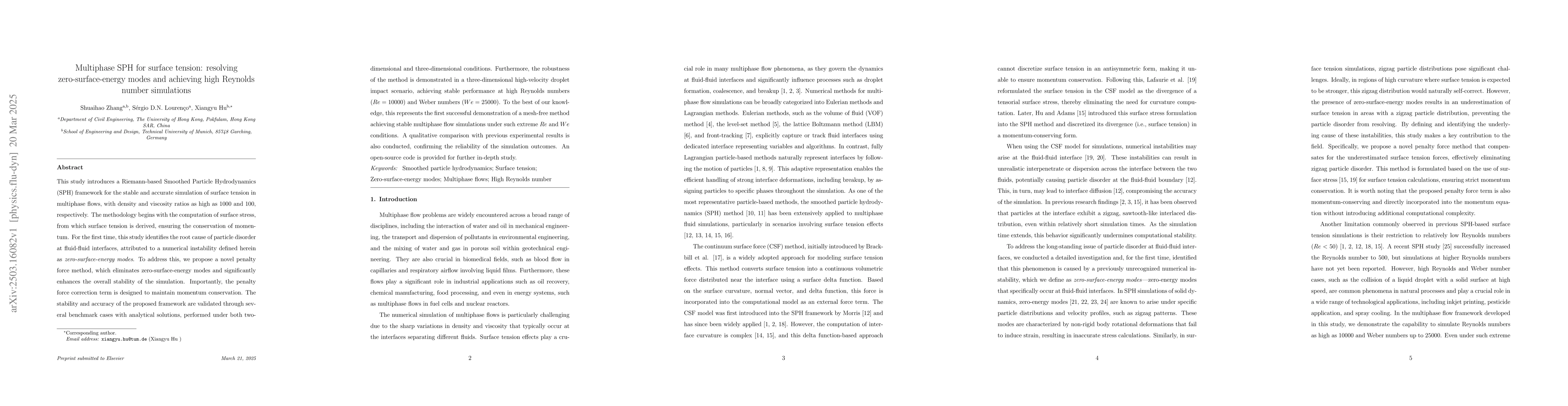 Thumbnail for Multiphase SPH for surface tension: resolving zero-surface-energy modes
  and achieving high Reynolds number simulations