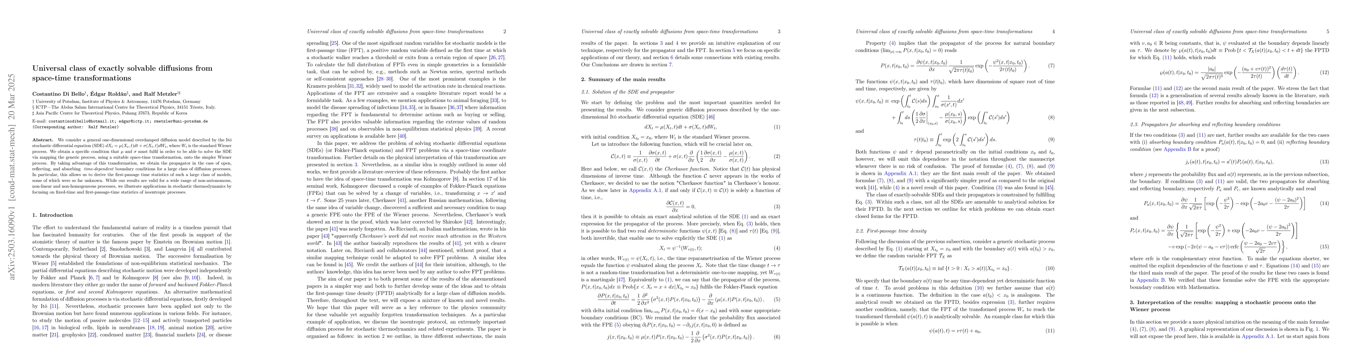 Thumbnail for Universal class of exactly solvable diffusions from space-time
  transformations