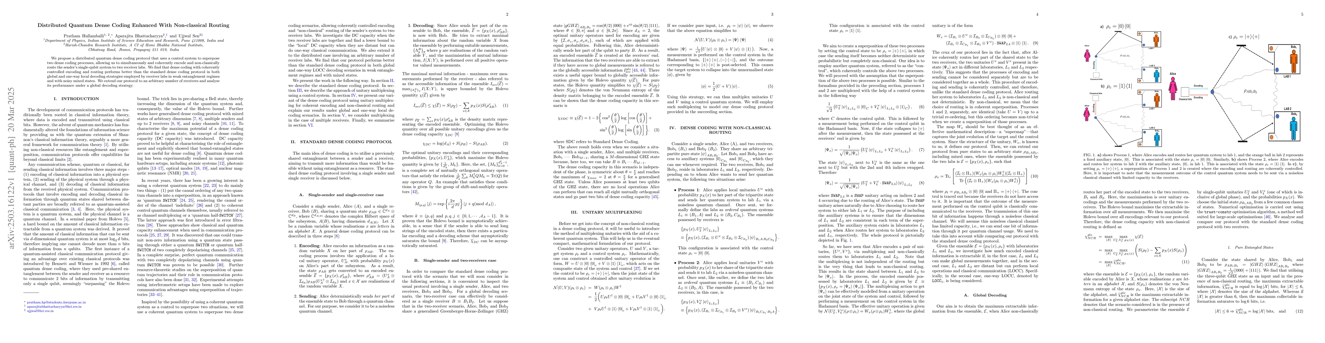 Thumbnail for Distributed Quantum Dense Coding Enhanced With Non-classical Routing