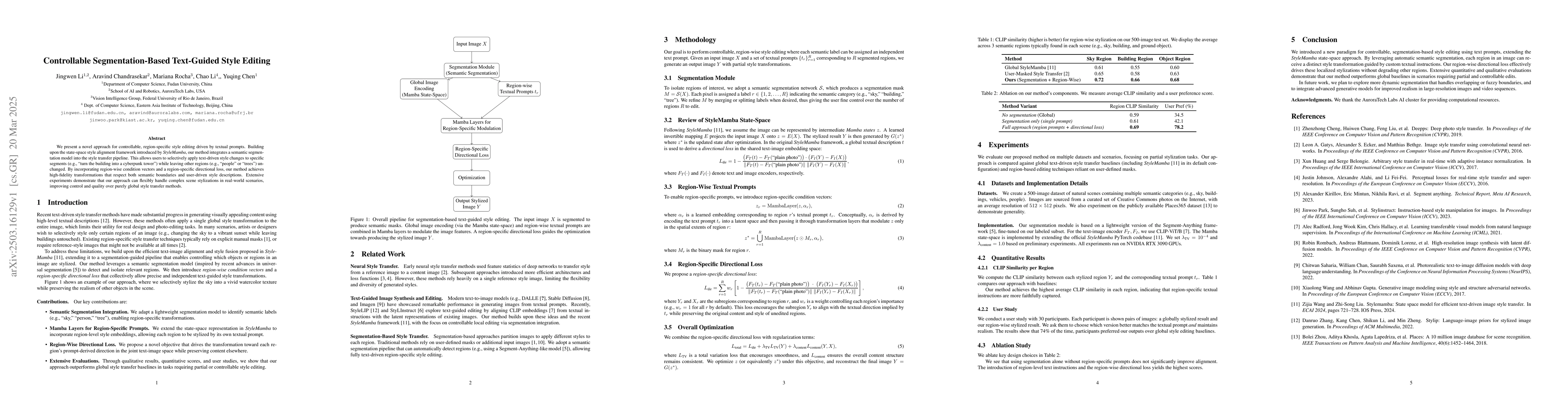 Thumbnail for Controllable Segmentation-Based Text-Guided Style Editing