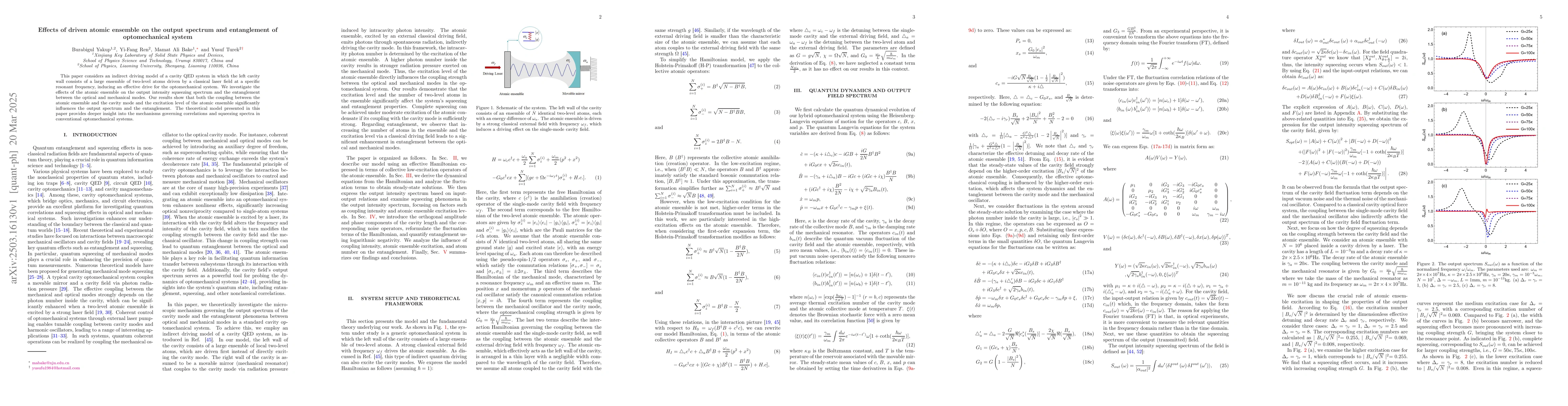 Thumbnail for Effects of driven atomic ensemble on the output spectrum and
  entanglement of optomechanical system