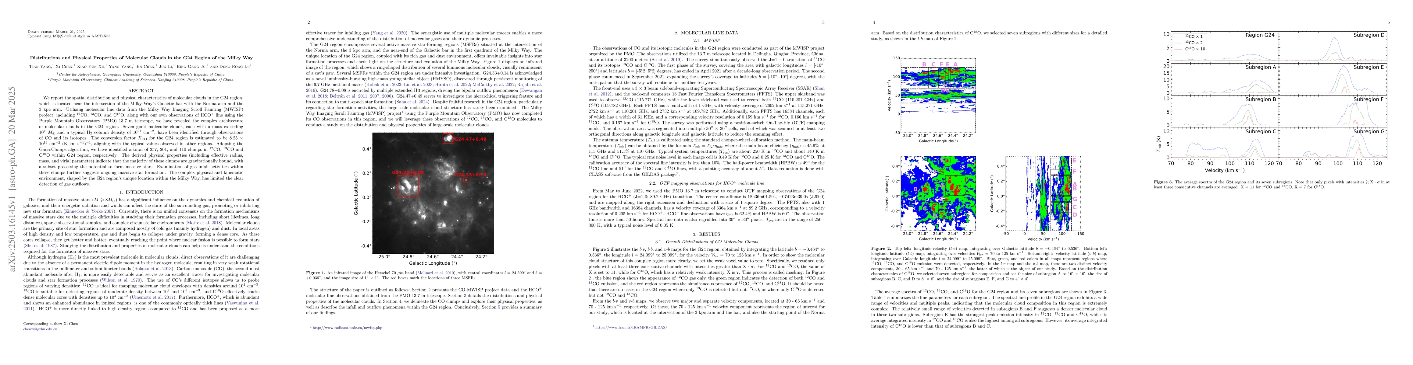 Thumbnail for Distributions and Physical Properties of Molecular Clouds in the G24
  Region of the Milky Way