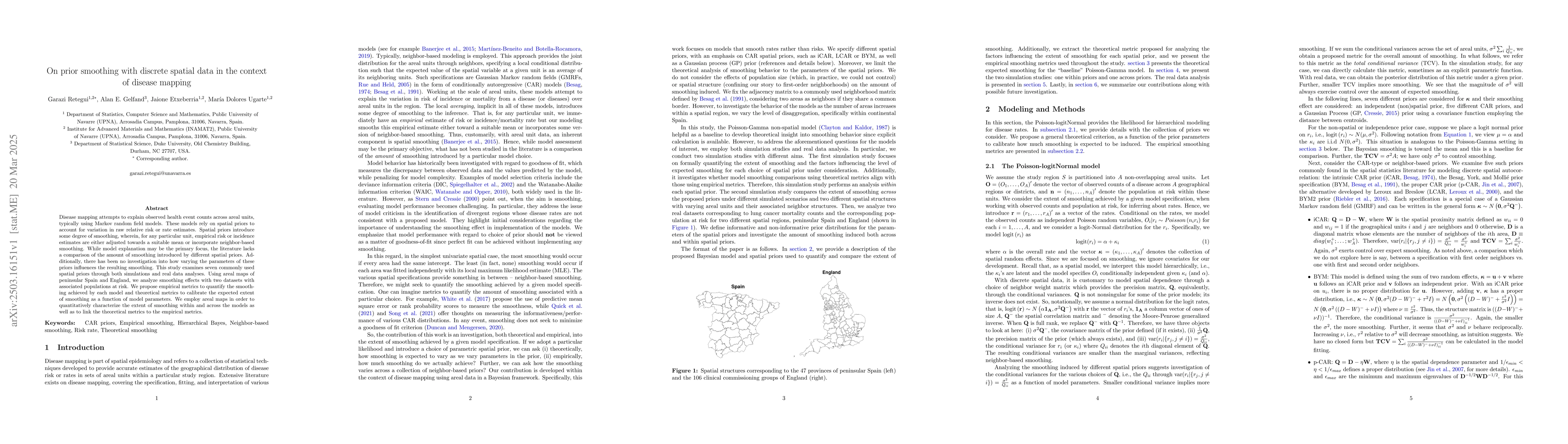 Thumbnail for On prior smoothing with discrete spatial data in the context of disease
  mapping