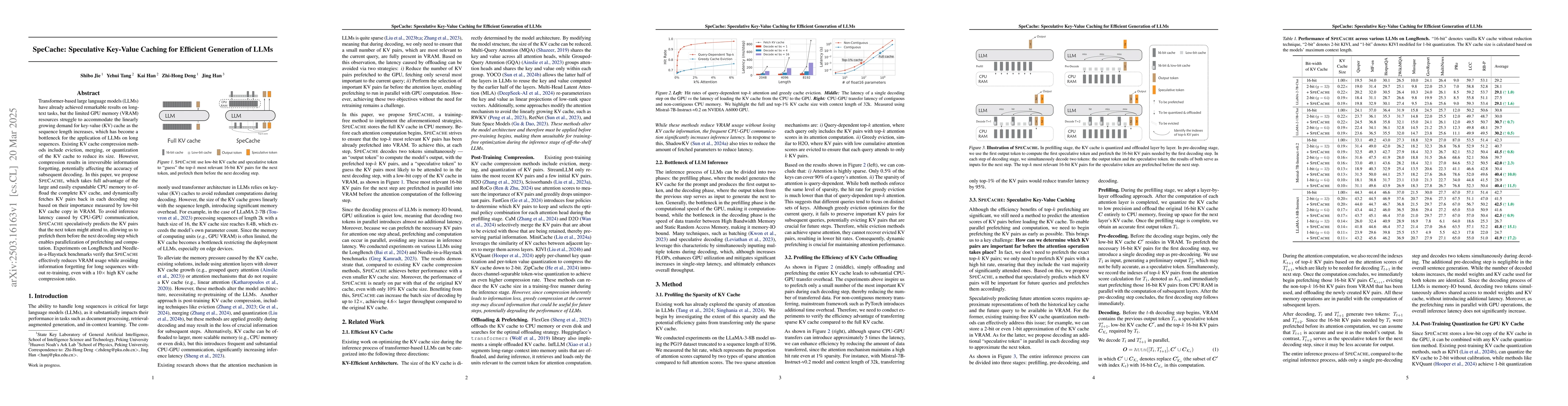 Thumbnail for SpeCache: Speculative Key-Value Caching for Efficient Generation of LLMs